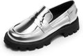 Womens Loafers Lug Sole Slip On Platform Chunky Penny Loafers