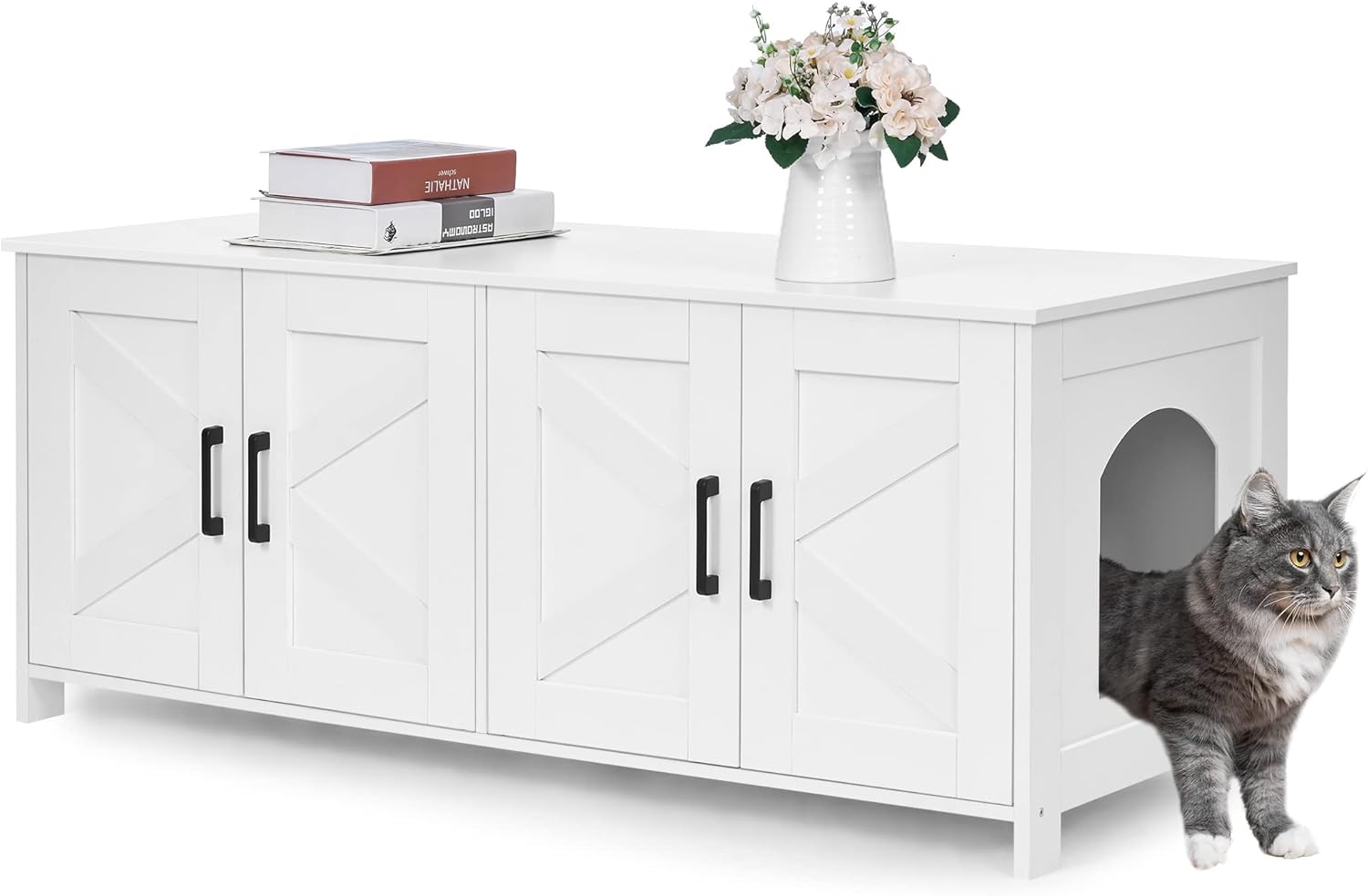 Homhedy Cat Litter Box Enclosure for 2 Cats - Stylish & Functional