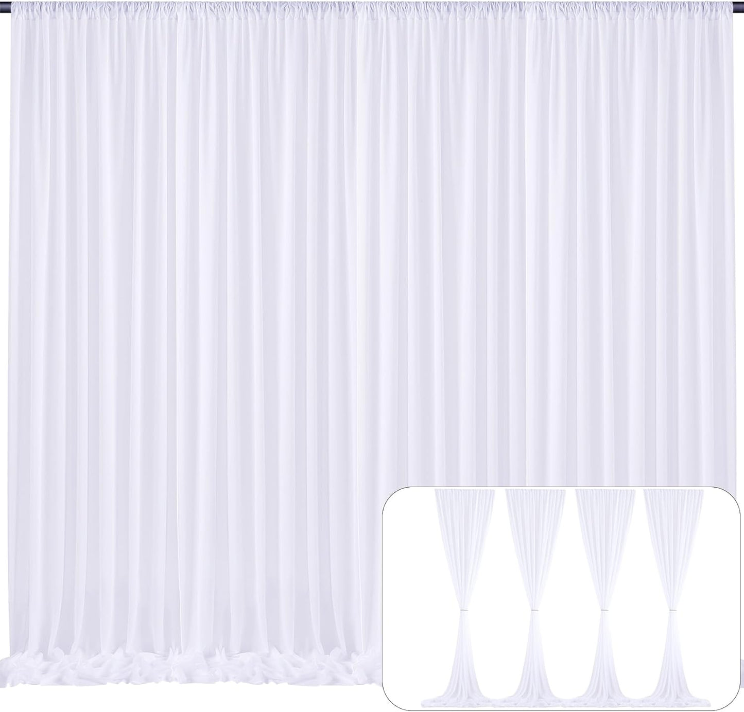 White Sheer Backdrop Curtains - 20x10FT, Wrinkle-Free, Perfect for Parties!