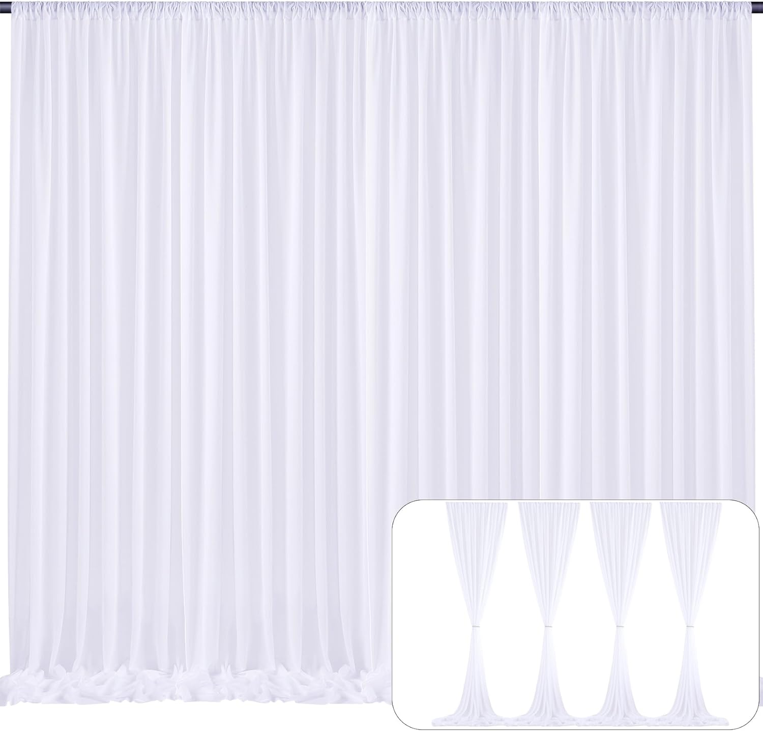 White Sheer Backdrop Curtains - 20x10FT, Wrinkle-Free, Perfect for Parties!