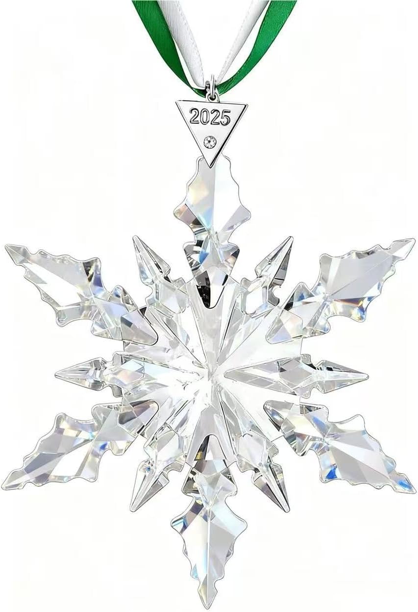 2025 Annual Christmas Ornaments Crystal Snowflake Star Decor