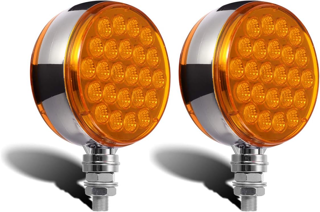 Partsam 2pcs Round Double Face Amber 48LED Trailer Lights