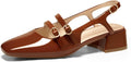 Coutgo Womens Mary Jane Chunky Low Heels Slingback Pumps (Style PHKM)