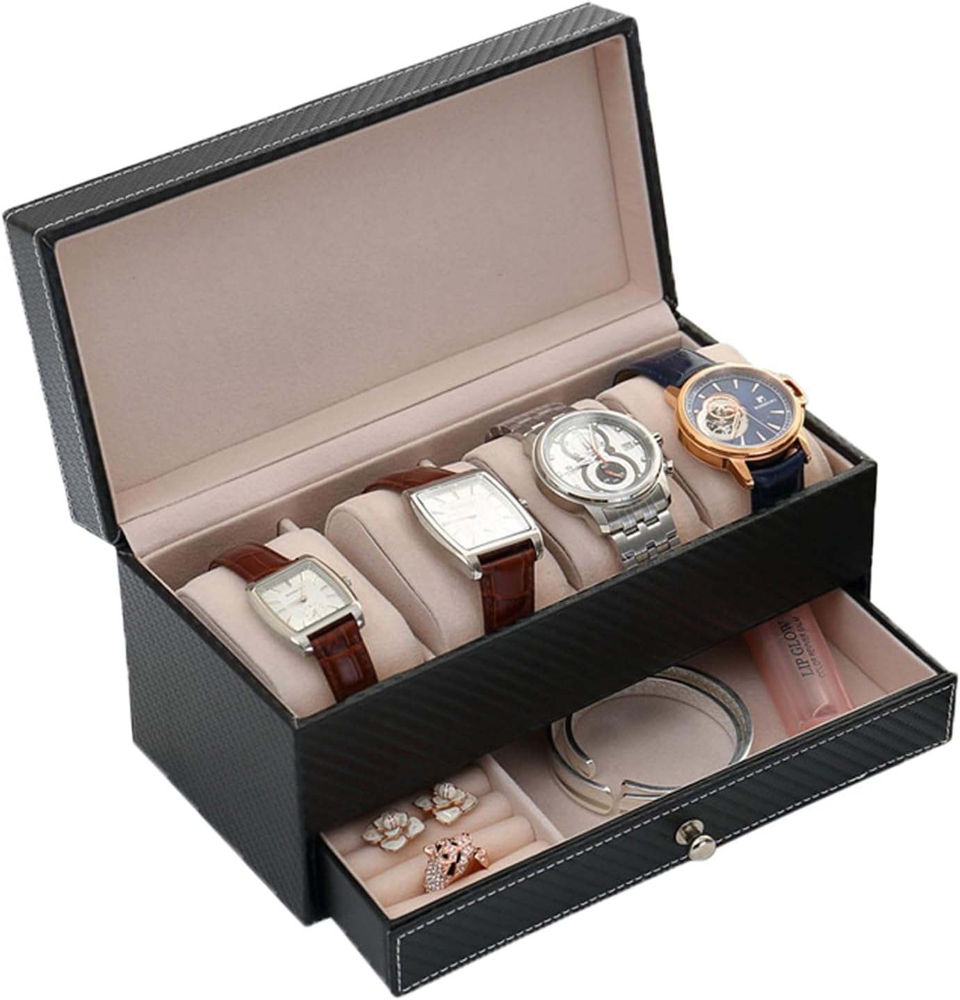 Goldwheat Men's Leather Watch Box Organizer