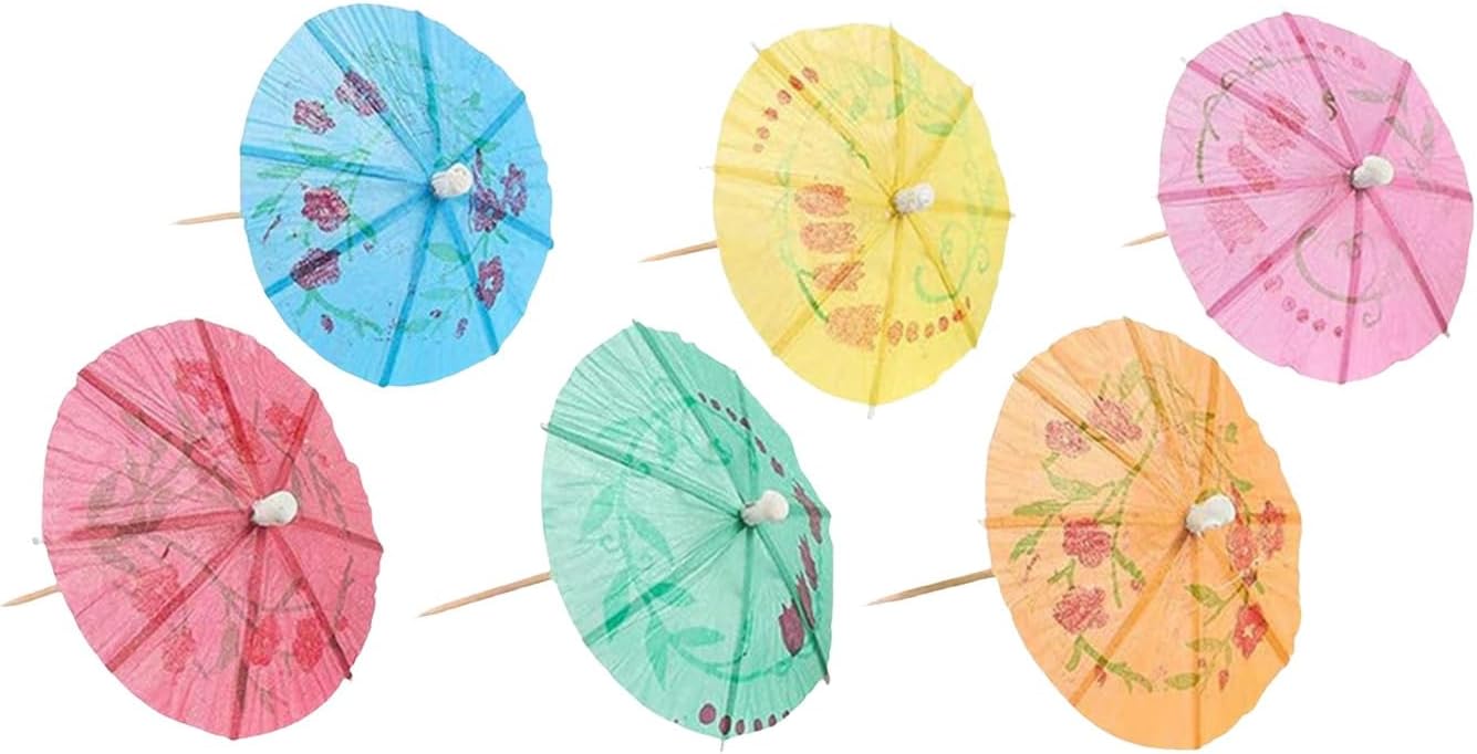 50 Pcs Bamboo Cocktail Umbrella Picks - Tropical Party Decor