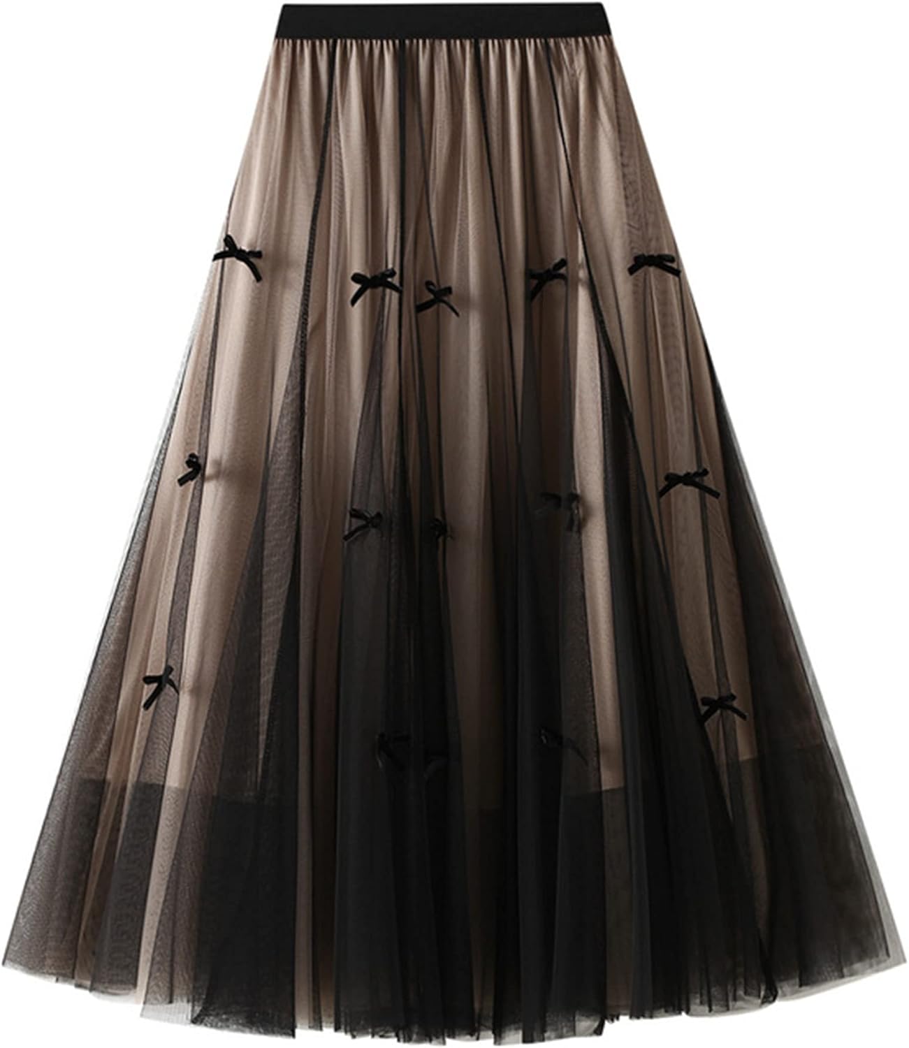 Dirholl Women's A-Line Fairy Patterned Tulle Midi Skirt