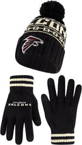 Ultra Game Adults NFL Super Soft Cable Knit Beanie & Gloves - Warm Set