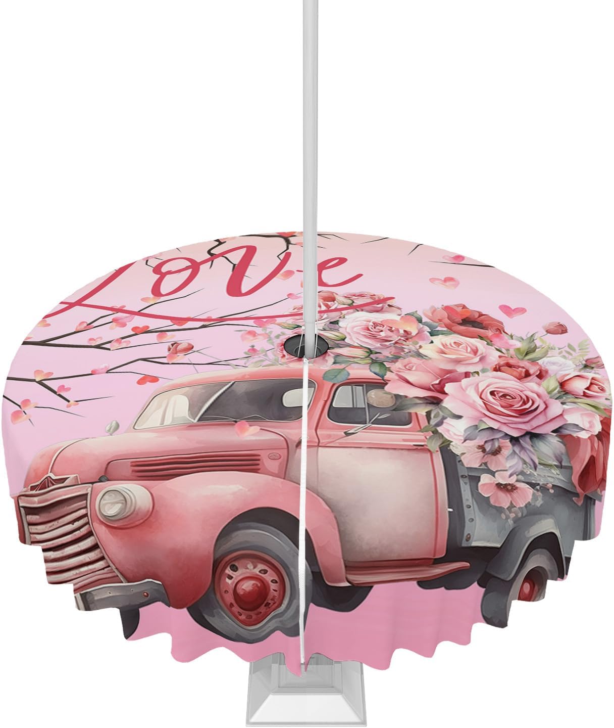 Valentine's Day Waterproof Tablecloth - 60 Inch Round