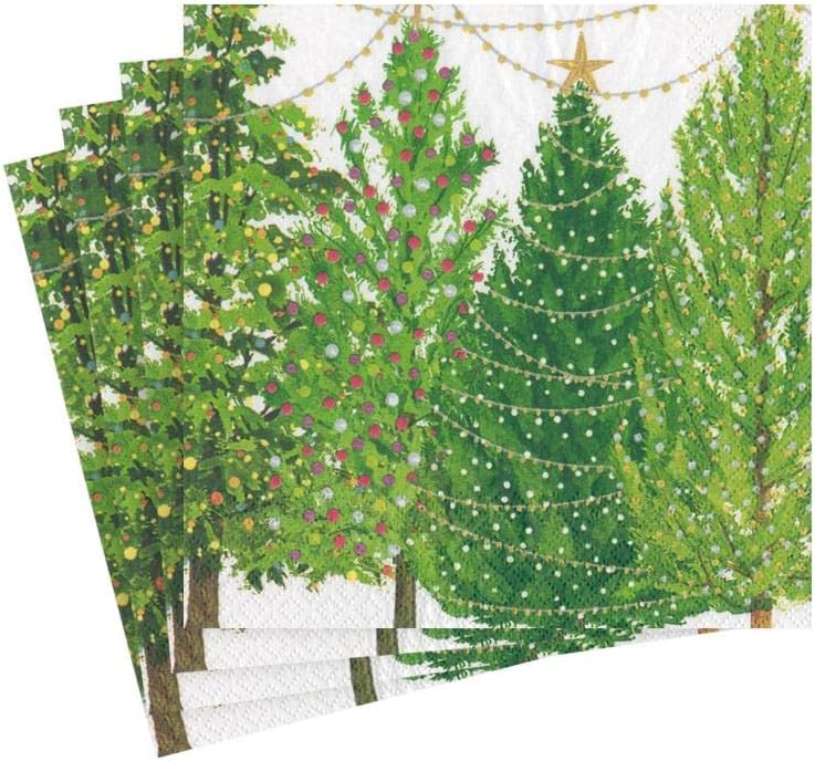 Sparkling Christmas Trees Cocktail Napkins - Pack of 20