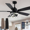 52 in Chandelier Fan Black Modern Ceiling Fan with Lights - Sleek App
