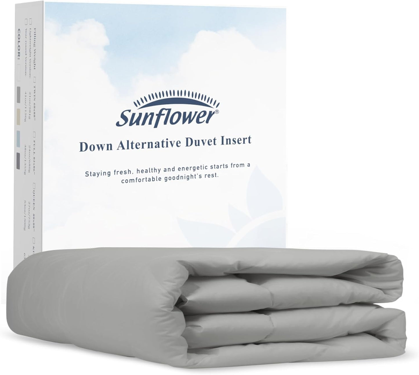 Sunflower Full Size Silver Gray Comforter for Hot Sleepers