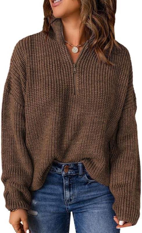 Dokotoo Womens 1/4 Zip Pullover Sweater for Casual Style
