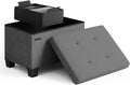 Storage Ottoman Cube with Small Bin - Grey Foldable Storage Stool