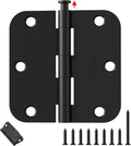 Black Door Hinges 48 Pack 3.5 in Rounded Matte Black - Heavy Duty