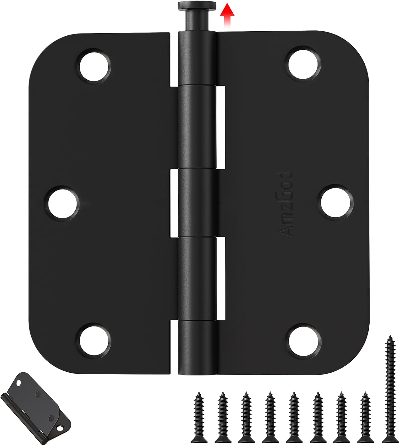 Black Door Hinges 48 Pack 3.5 Inch Rounded Heavy Duty Hardware