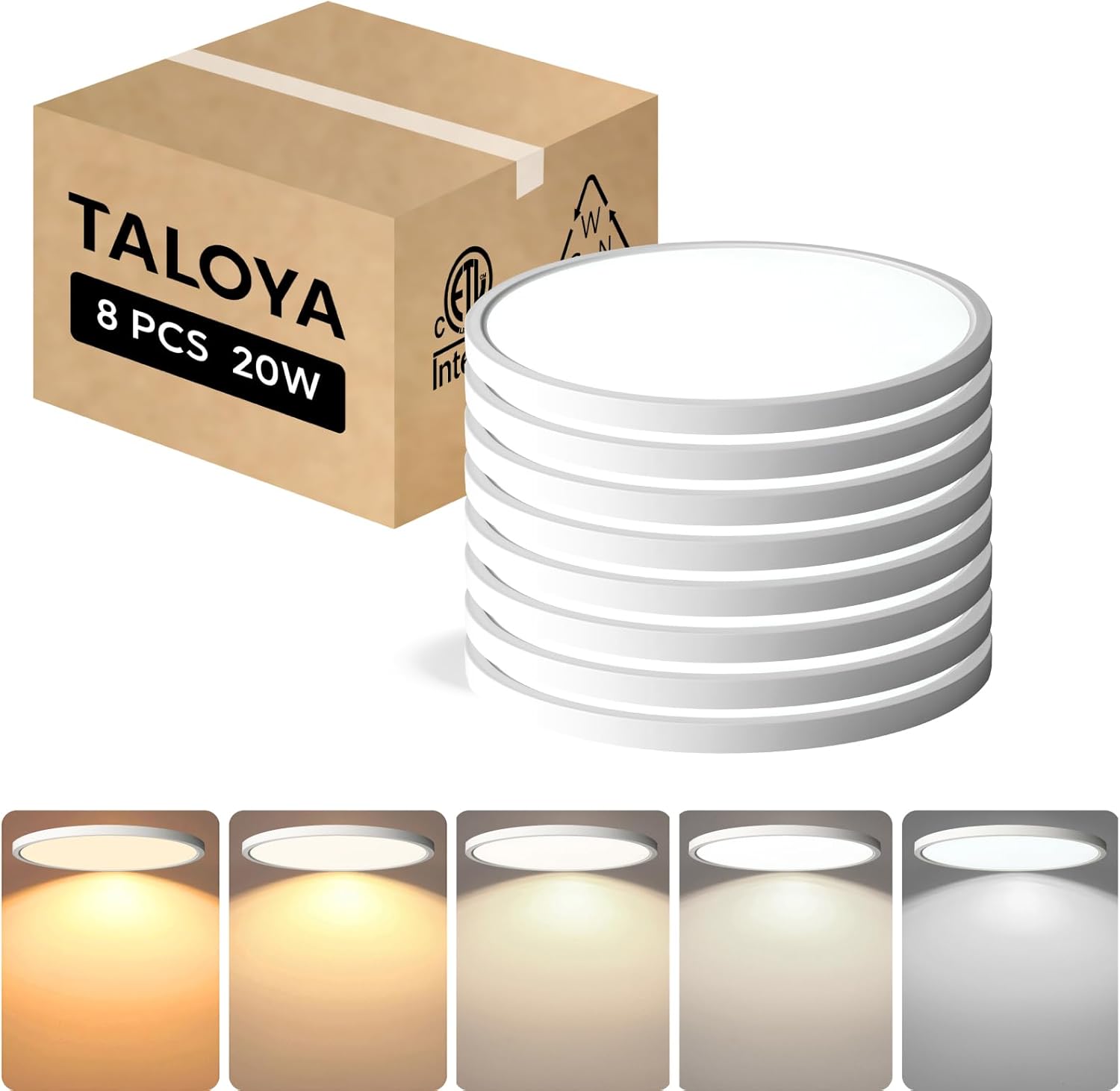 TALOYA 8 Pack LED Flush Mount Ceiling Light Fixture for Home