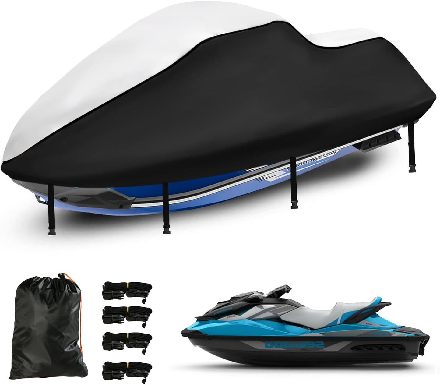 Heavy Duty 420D Waterproof Jet Ski Cover for 3 Seater Models