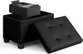 STORAGEBUD Storage Ottoman Cube with Small Bin - Compact Black 16-in