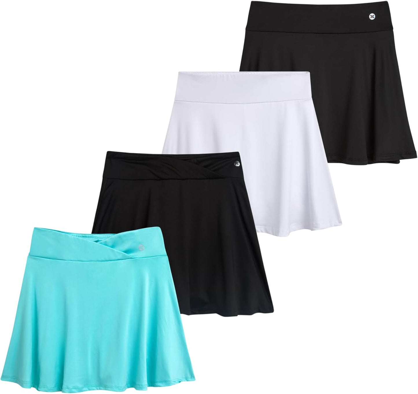 RBX Skorts for Girls - 4 Pack Athletic Tennis Skirts with Shorts