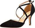 Elegant black pointed heels for women - Satin strappy 3in pumps