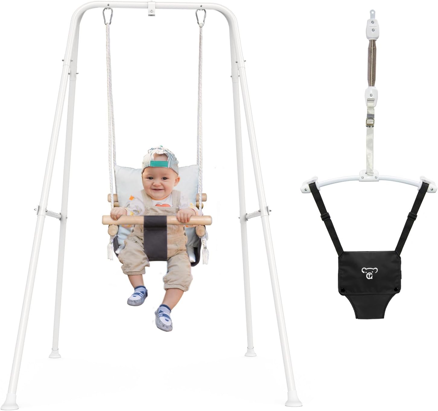 White Cotton Baby Jumper & Toddler Swing Set