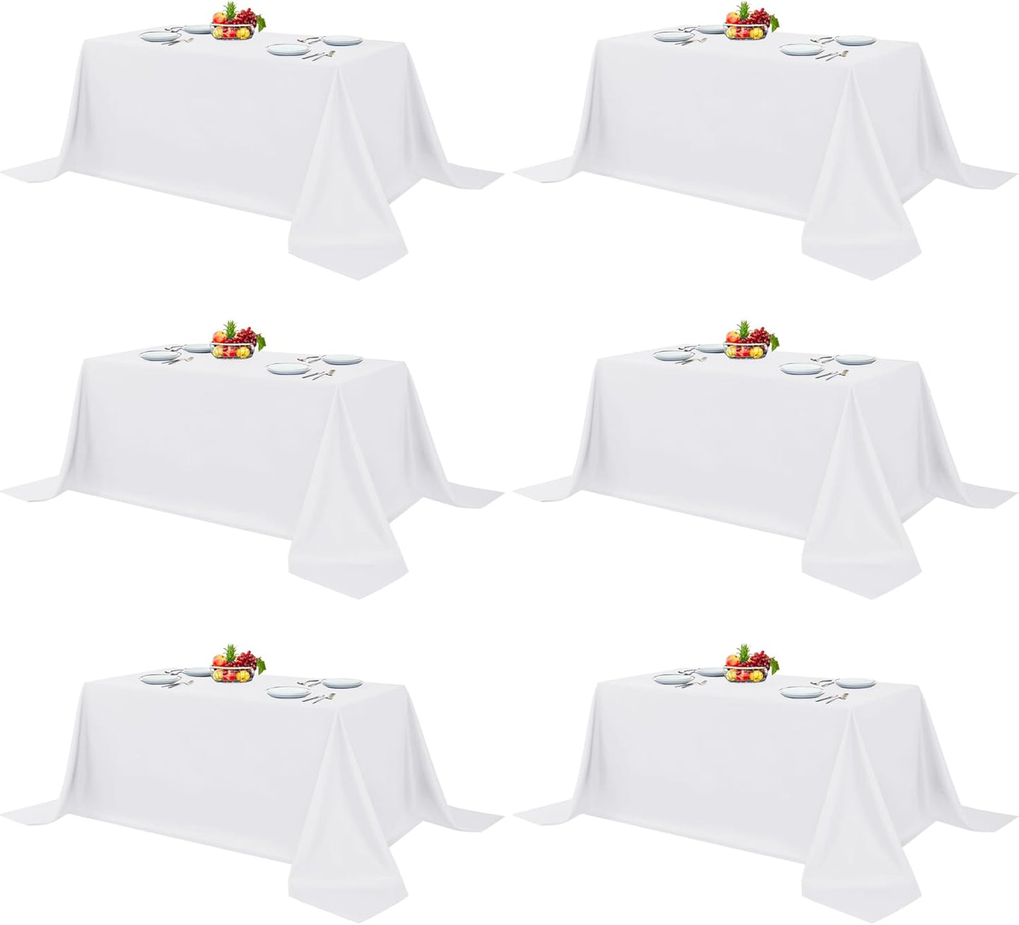 Fitable White Table Clothes for Rectangle Tables - Elegant 6 Pack
