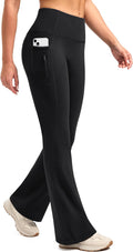 SANTINY Fleece Lined Flare Leggings Women - Warm Water Resistant Flare