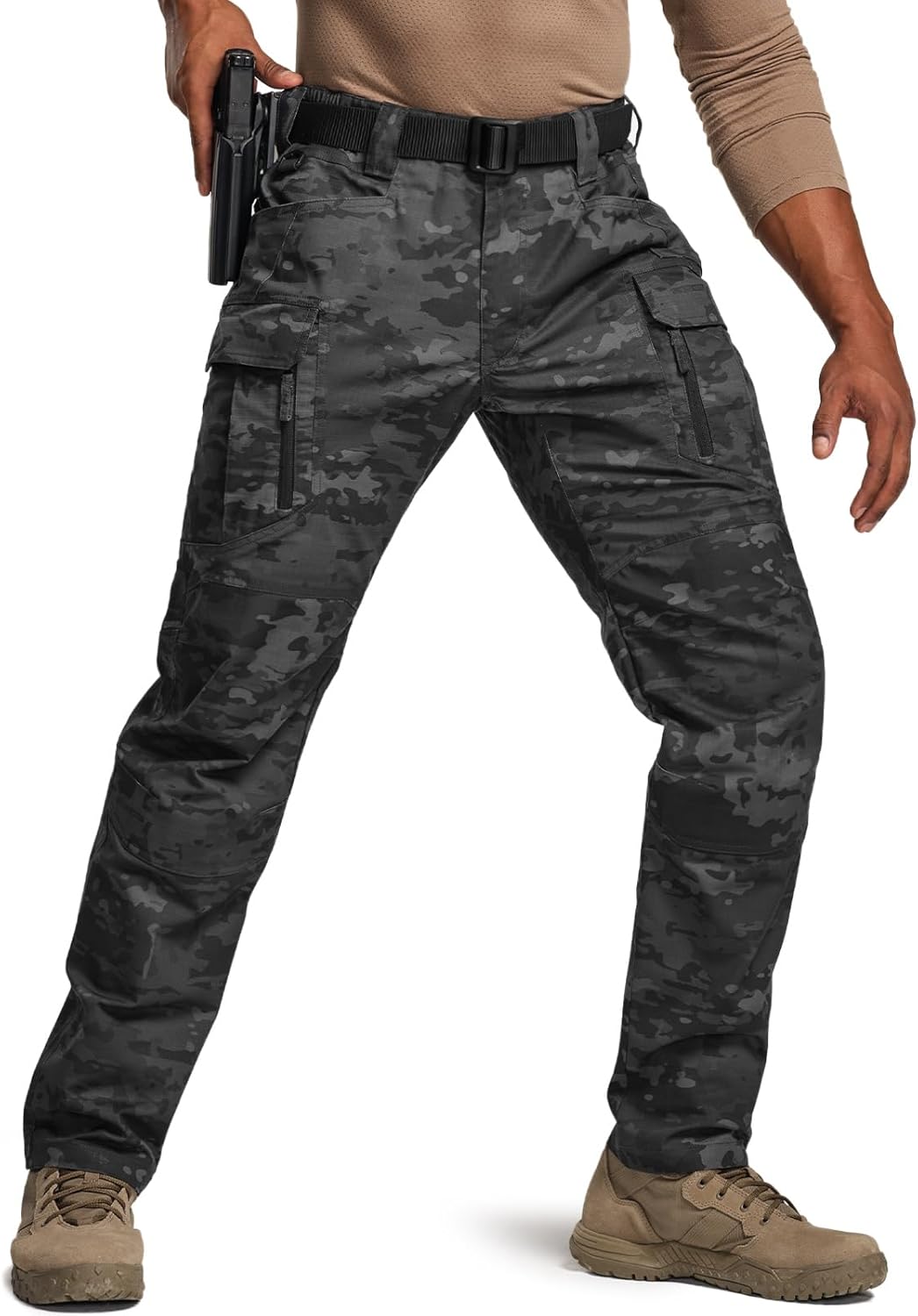 CQR Men's Flex Stretch Tactical Pants for Outdoor Activities