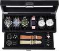 Watch Jewelry Box for Men 6 Slot - 2-Layer Glass Top Organizer