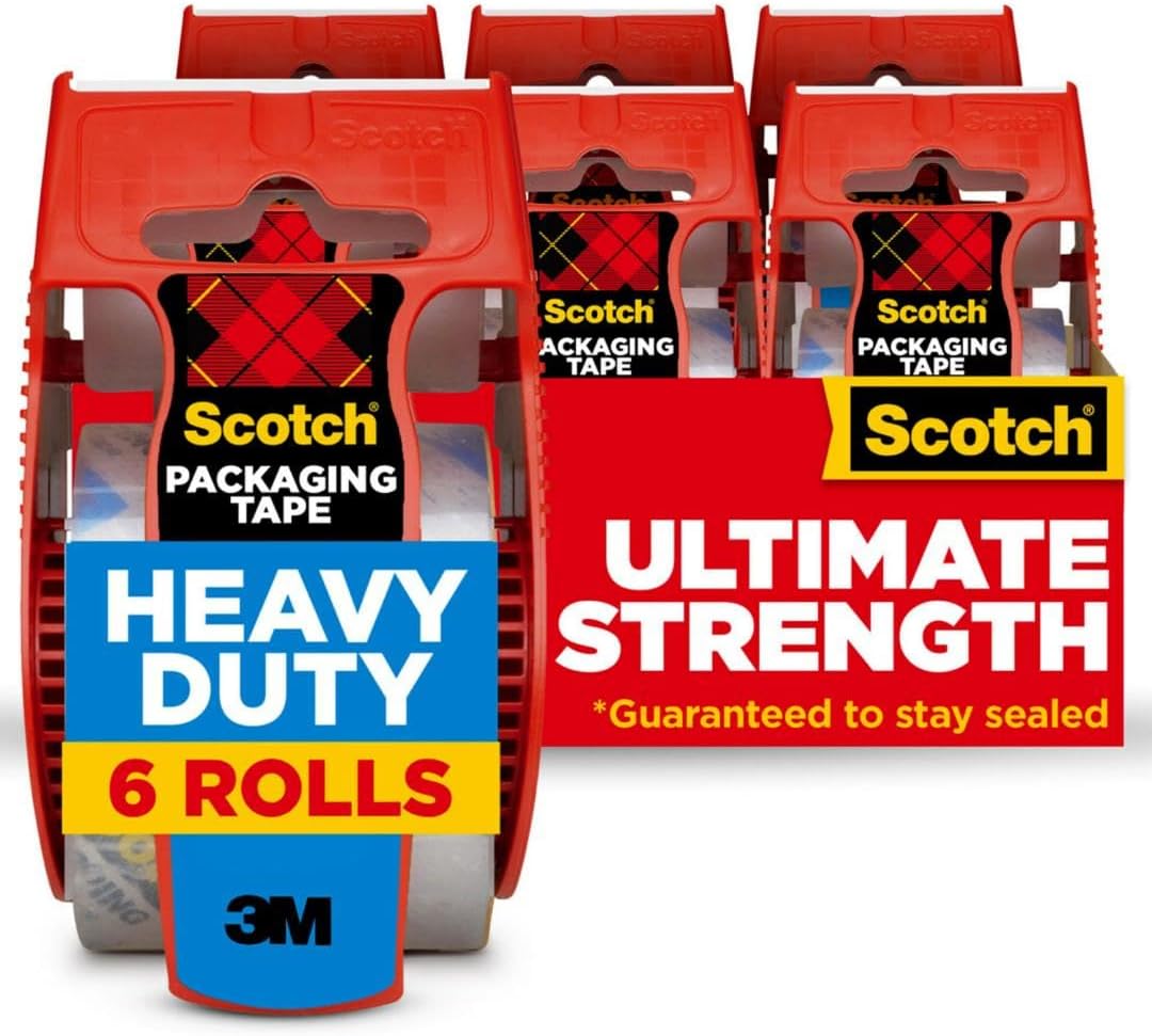 Scotch Clear Packing Tape - 6 Rolls with Dispensers