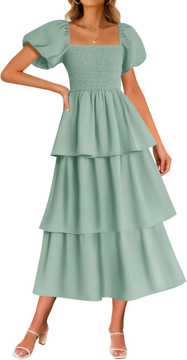 ZESICA Women's Boho Midi Dress for Summer Beach Vacation Fun