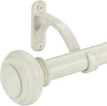 White Wood Grain 72-144 in Curtain Rods for Window - Heavy Duty