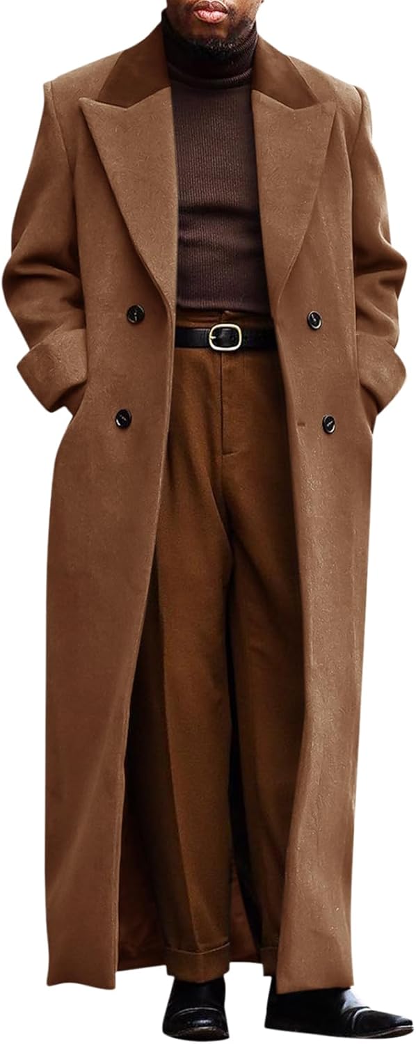Runcati Mens Full Length Trench Coat for Stylish Winter Wear