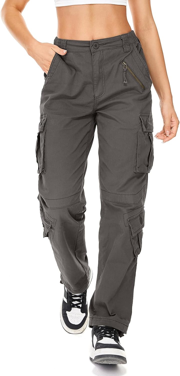 Womens Cargo Army Combat Work Pants with 8 Pockets for Comfort