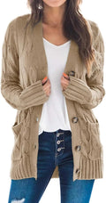 Goranbon Cable Knit Cardigan Long Sleeve Button Down