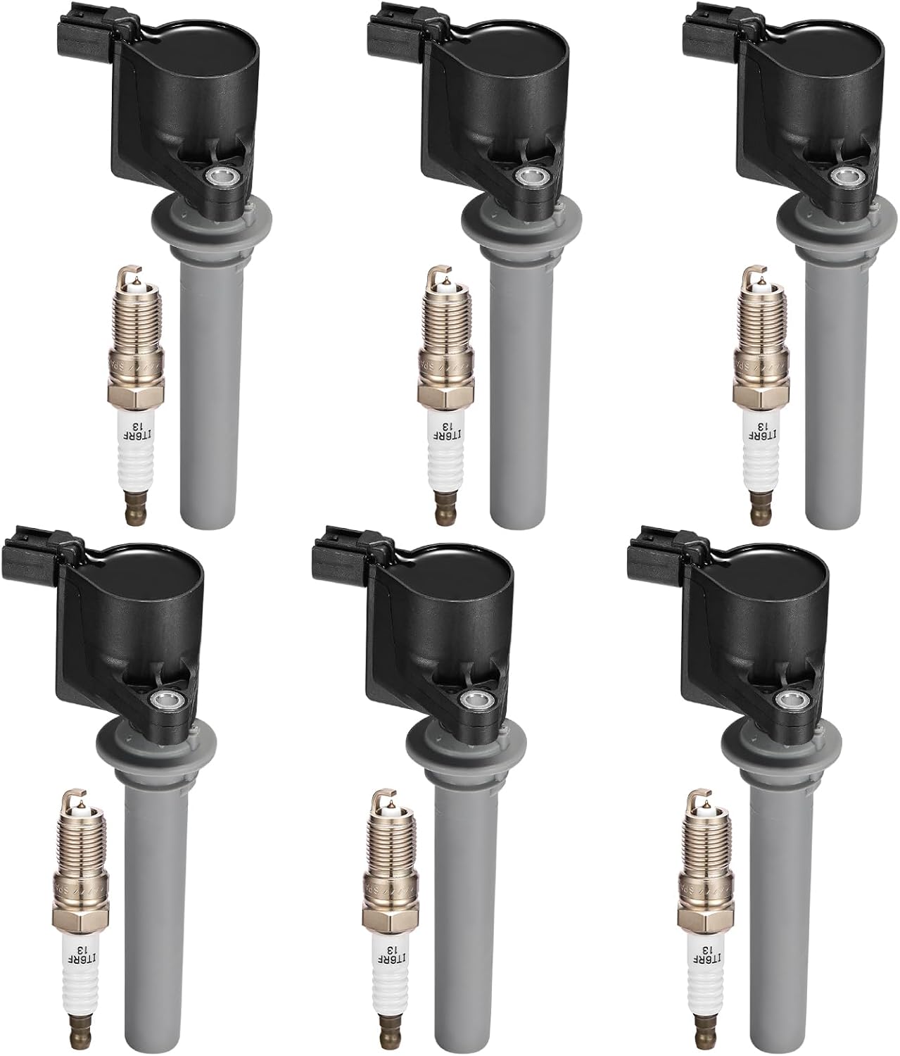 6-Pack Ignition Coil Pack and Spark Plugs for Ford and Mazda