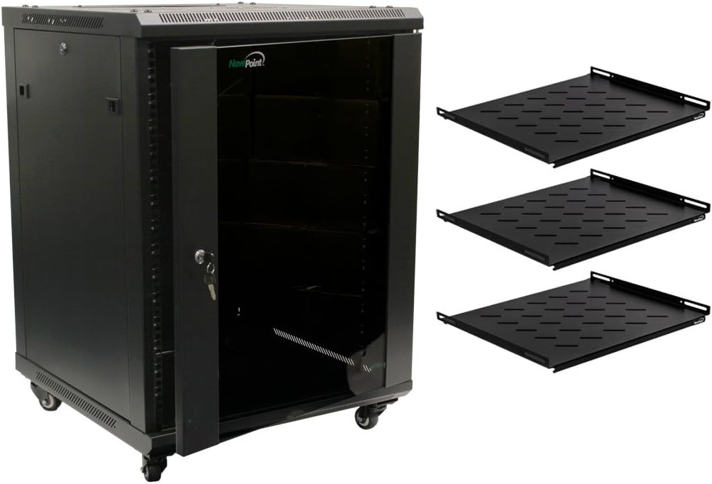 NavePoint 15U Wall Mount Server Data Cabinet with Glass Door