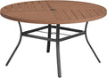 Round Patio Table with Adjustable Umbrella Hole for 8 - Walnut Top