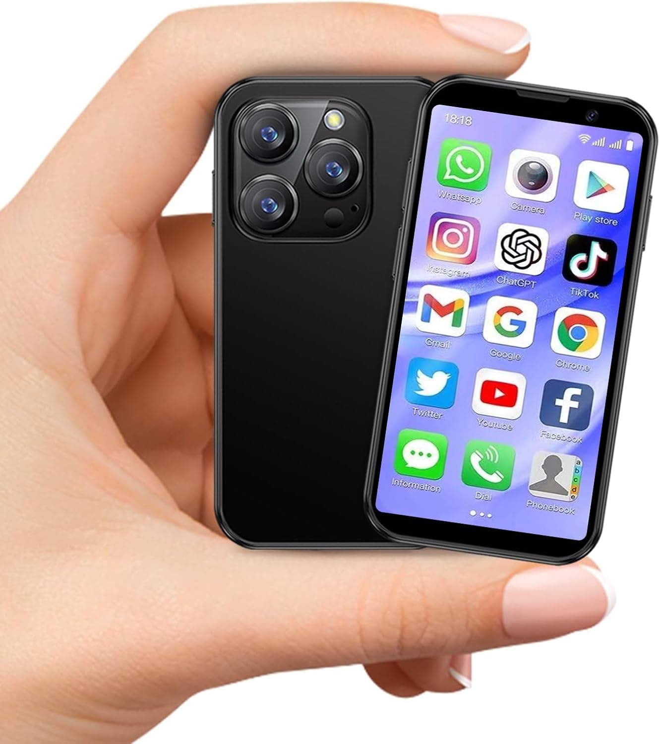 Mini Phone for Kids with Face ID and Dual Cameras - Compact Design