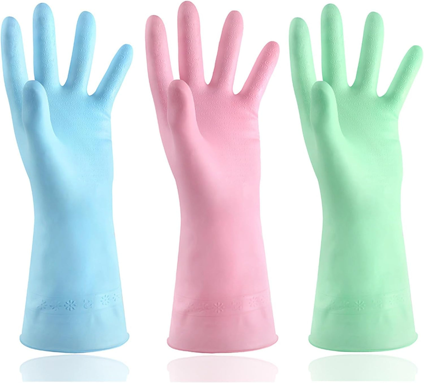 6 Pairs Rubber Reusable Cleaning Gloves for Kitchen - Water Resistant