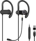USB C & USB A Earbuds with Boom Mic - Clear Call Earbuds for Phones