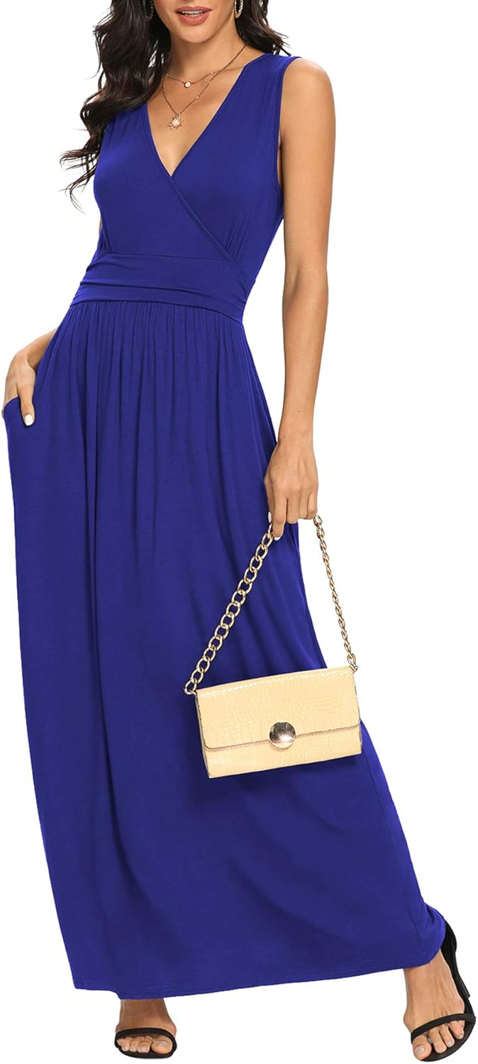LILBETTER Women Sleeveless Deep V Neck Maxi Casual Dress Review