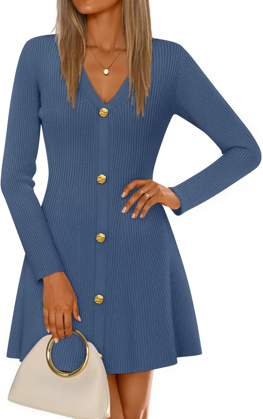 ZESICA Women's Fall Long Sleeve Sweater Dress for Style