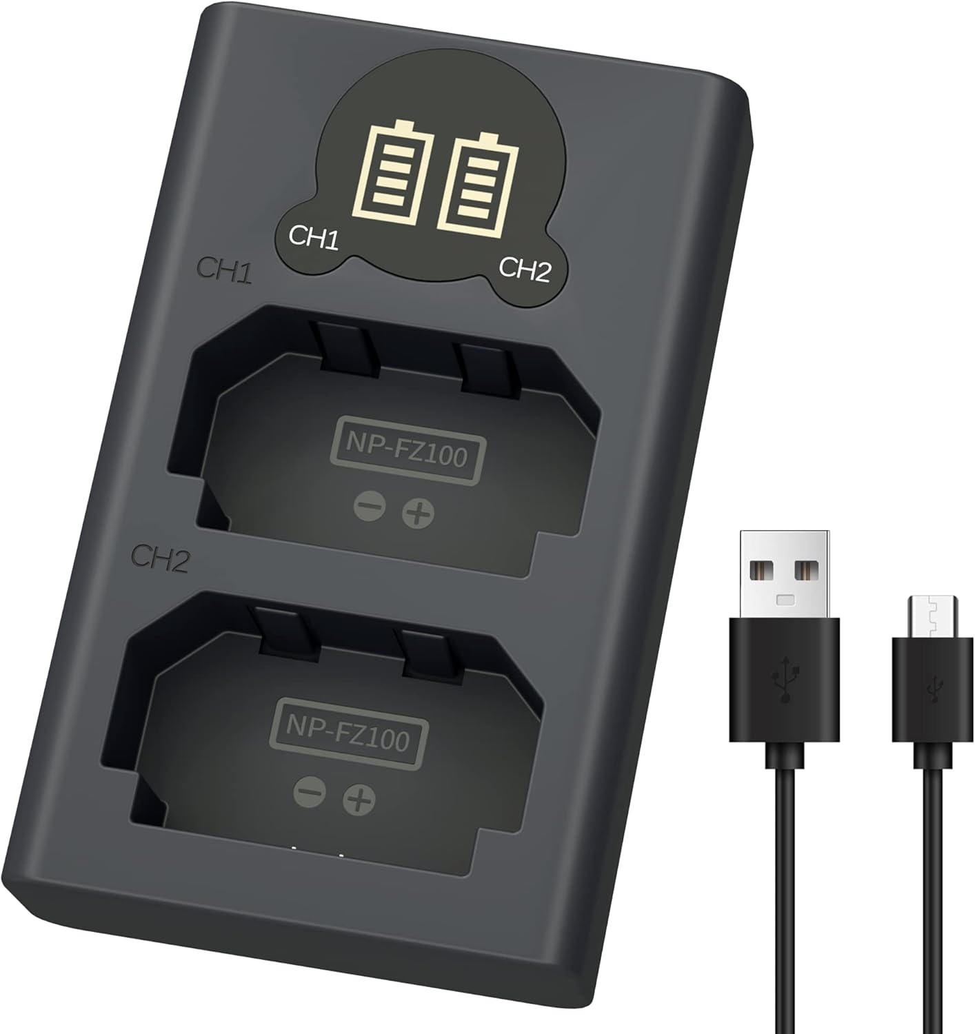 Dual USB Charger for Sony A7iii, LCD Display