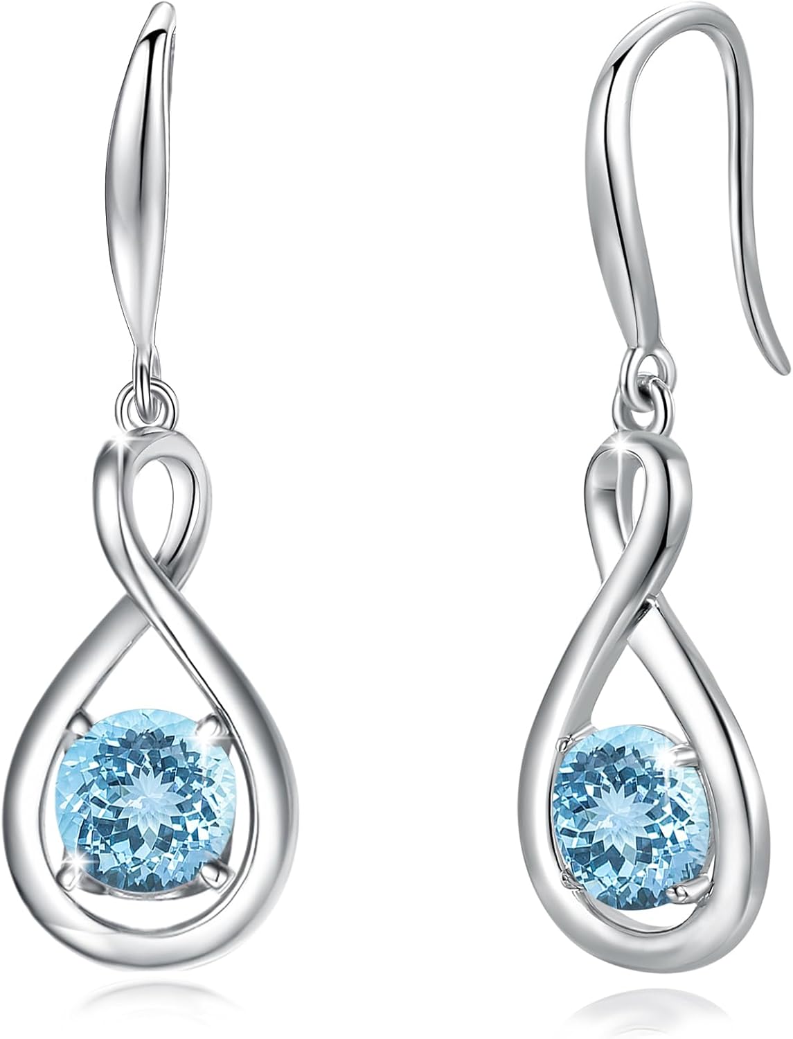 Dangle Drop Earrings in 925 Sterling Silver with Birthstone