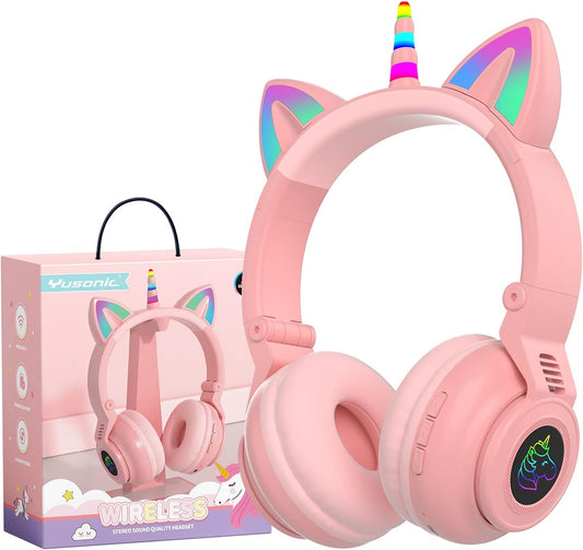 Light-Up Unicorn Bluetooth Headphones for Girls - YUSONIC