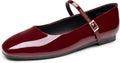 Mary Jane Ballet Flats for Women - Comfortable Square Toe Ankle Strap
