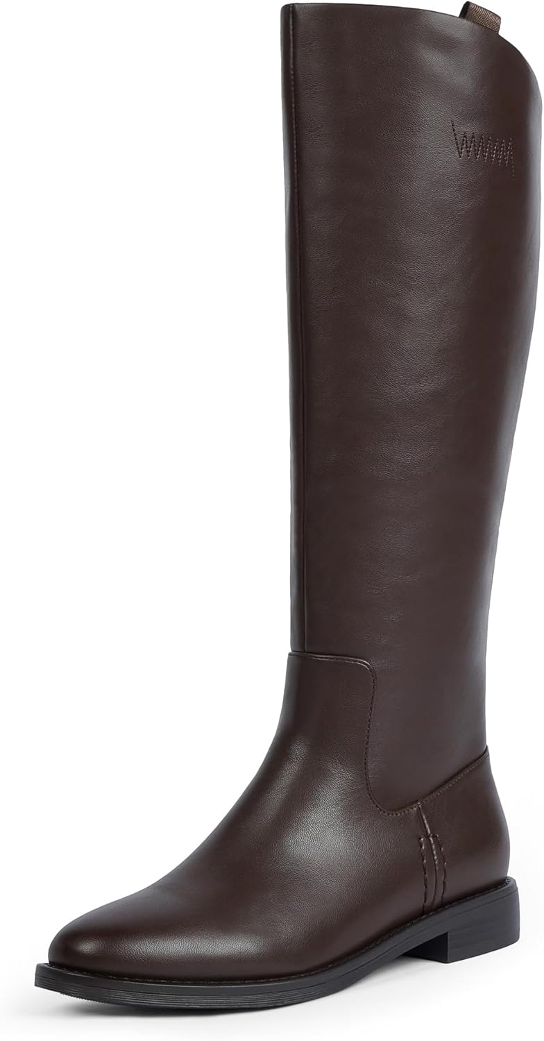 Modatope Knee High Boots for Women - Retro Flat Riding Style