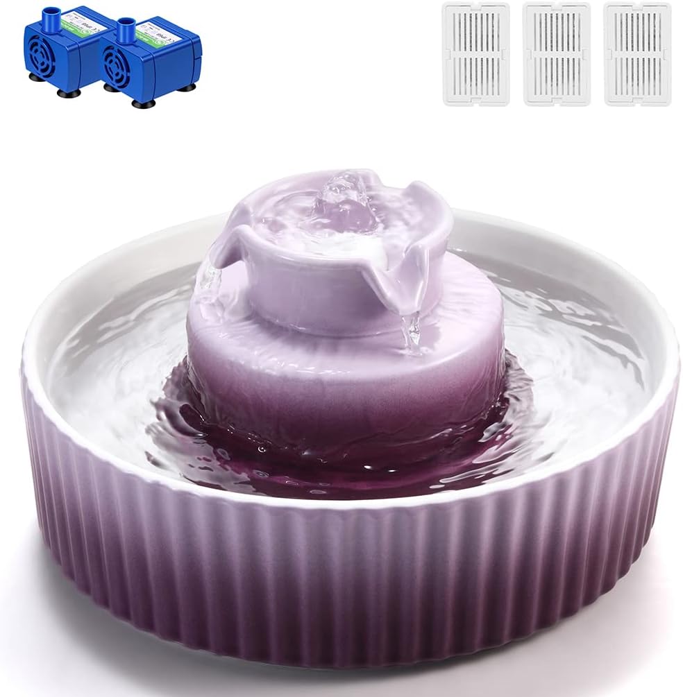 Ceramic Cat Water Fountain with Ultra Quiet Pumps for Pets