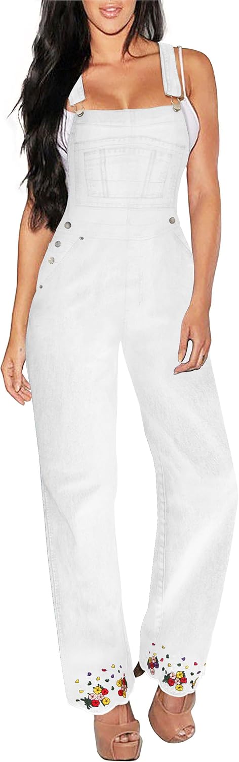 Hybrid & Company Womens Super Comfy Stretch Denim Jumpsuit
